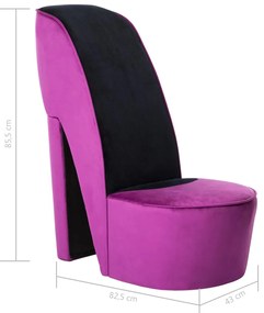 Cadeira estilo sapato de salto alto veludo roxo