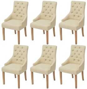 vidaXL Cadeiras de jantar 6 pcs tecido cor creme