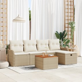 Conjunto de Sofás de Jardim vidaXL de 6 Peças com Almofadas em Rattan