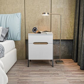Mesa de Cabeceira Neva – Nogueira e Branco – 45x38x63,5 cm