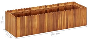 Vaso/floreira de jardim 100x30x25 cm madeira de acácia maciça