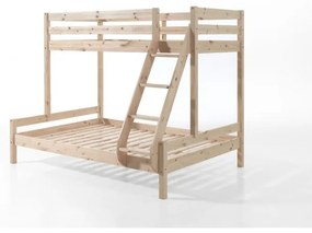 Beliche com Cama Casal PINO MARTIN FAMILY BED (90 x 200 Cm) + (140 x 200 cm) + estrado Natural