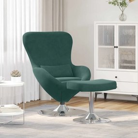 vidaXL Cadeira Ovo com Puff de Veludo Verde Escuro
