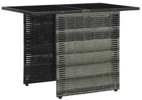 3 pcs conjunto bistrô com almofadões vime PE cinzento