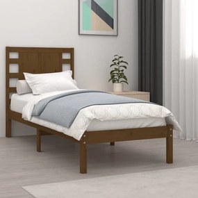 vidaXL Estrutura de cama solteiro 90x190cm madeira maciça castanho mel