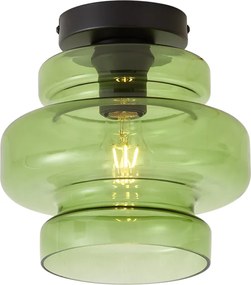 Plafon de teto retro preto com vidro verde - Denise