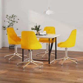 vidaXL Cadeiras de jantar giratórias 4 pcs tecido amarelo