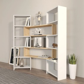Estante Poyraz – Branco Carvalho – 163,5x150x22 cm