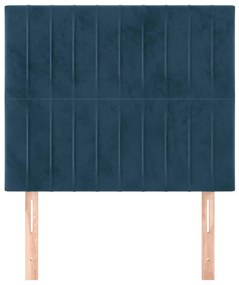 Cabeceira de cama 2 pcs veludo 90x5x78/88 cm azul-escuro