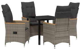 Conjunto de Jantar de Jardim com 5 Peças e Almofadas Cinza em Poliratt