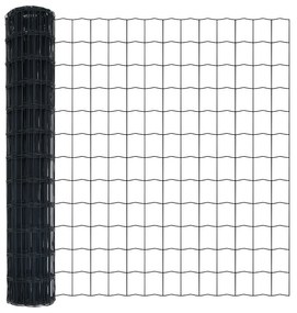 Cerca Euro com 7 Postes 1.4x10 m Aço Galvanizado Cinza