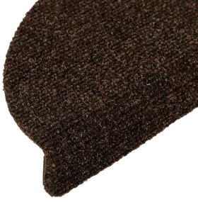 Tapetes escada autoadesivos 10 pcs 56x17x3 cm agulhado castanho