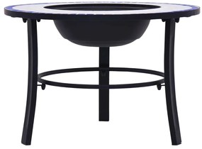 Braseira em mosaico 68 cm cerâmica azul e branco