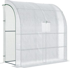 Outsunny Estufa Pequena Estufa de Exterior com Janelas Prateleiras de 3 Níveis Estufa para Cultivo de Plantas Flores 200x100x215 cm Branco | Aosom Portugal
