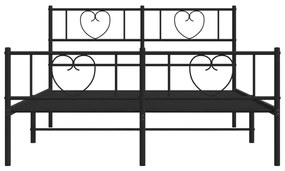 Estrutura de cama com cabeceira e pés 140x200 cm metal preto