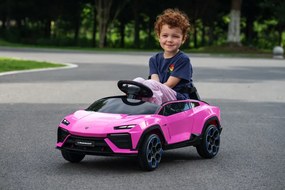 Carro elétrico para crianças Lamborghini Lanzador 12V Pneus em borracha maciça, banco em pele sintética Rosa