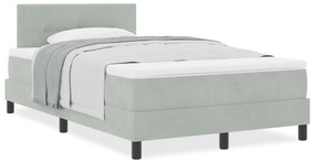 Cama Box com Colchão vidaXL Cinza Claro 120x200 cm Veludo