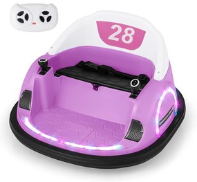 Carrinho de brinquedo elétrico de 12 V com controle remoto e giro de 360° para crianças pequenas, roxo