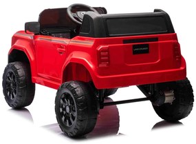 Jipe elétrico para crianças Toyota Landcruiser 12V controlo remoto de 2,4 GHz, entrada USB/AUX, Bluetooth, suspensão, bateria de lítio, luzes LED Verm