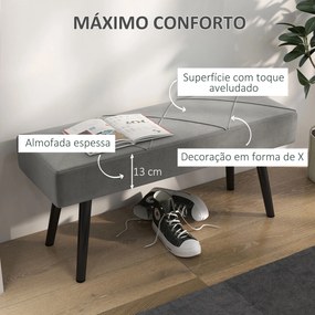 Banco de Pé de Cama Multifuncional e Moderno Banco de Dormitório com Pés de Aço e Assento Acolchoado 100x36x45 cm Cinza