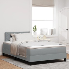 Cama Box Spring com Colchão Cinza Claro 120x190 cm Tecido