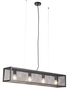 Candeeiro de Teto Pendente Industrial Inteligente Preto Incl. 4 Lâmpadas WiFi A60 - Cage Wire