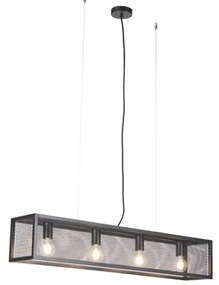 LED Candeeiro de suspensão industrial inteligente preto incl. 4 WiFi A60 - Cage Wire Industrial