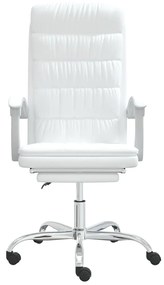 Cadeira de escritório reclinável couro artificial branco