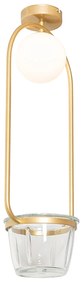 Candeeiro de teto Art Déco dourado com vidro branco - Isabella Art Deco,Design