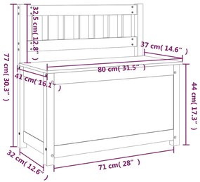 Banco com Baú Naya de 80cm em Madeira Maciça - Cinzento - Design Rústi