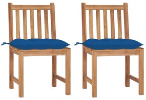 vidaXL Cadeiras de jardim c/ almofadões 2 pcs madeira de teca maciça