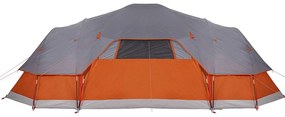 Tenda familiar cúpula para 11 pessoas impermeável cinza/laranja