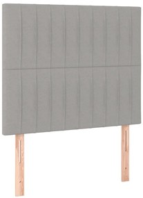 Cama box spring c/ colchão e LED 90x200 cm tecido cinza-claro