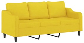 Sofá 3 lugares + almofadas decoração 180cm tecido amarelo-claro