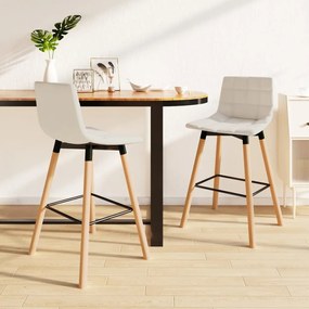 vidaXL Bancos de bar 2 pcs tecido cor creme