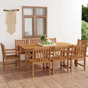 vidaXL 9 pcs conjunto de jantar p/ jardim madeira de teca maciça