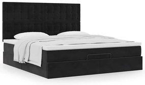Estrutura de cama otomana com colchões 160x200 cm veludo preto