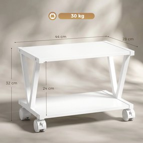 Suporte para Impressora 44L x 28P x 32A cm com 2 Prateleiras para Escritório e Casa, Branco