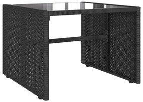 4 pcs conjunto de sofás para jardim c/ almofadões vime PE preto
