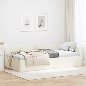 vidaXL Estrutura de Cama de Canto com cabeceira Creme 90 cm x 200 cm