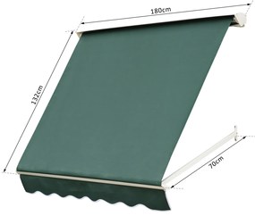 Toldo da janela de  Toldo Manual Alumínio Retrátil para exterior toldo do balcão tela impermeável do poliéster do ângulo ajustável 180x70Cm verde