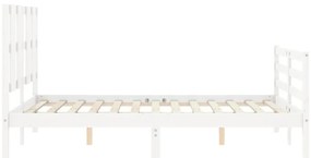 Estrutura de cama com cabeceira 140x200cm madeira maciça branco