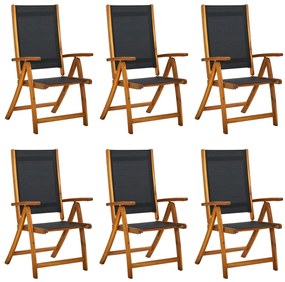 vidaXL Cadeiras de jardim dobráveis 6 pcs acácia maciça e textilene