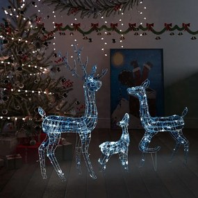 Família de renas decorativa 300 luzes LED acrílico branco frio
