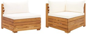 2 pcs conjunto lounge de jardim c/ almofadões acácia maciça