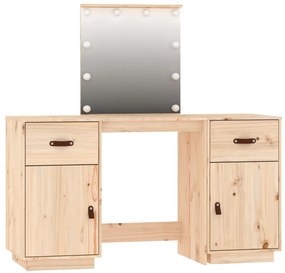 Conjunto de toucador c/ luzes LED madeira de pinho maciça