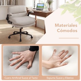 Cadeira de Escritório para se Sentar de Pernas Cruzadas, 78 x 69 x 83-91 cm, Apoios de Braços Rebatíveis, Bege