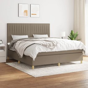 vidaXL Cama com molas/colchão 160x200 cm tecido castanho-acinzentado