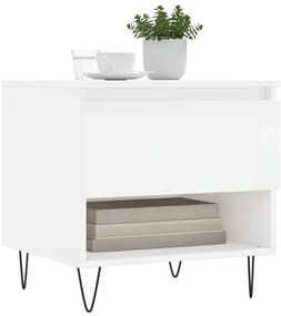 Mesas de centro 2pcs 50x46x50cm deriv. madeira branco brilhante