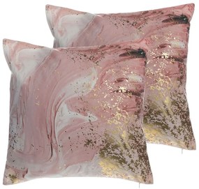 Conjunto de 2 almofadas decorativas rosa aquarela 45 x 45 cm LANTANA Beliani